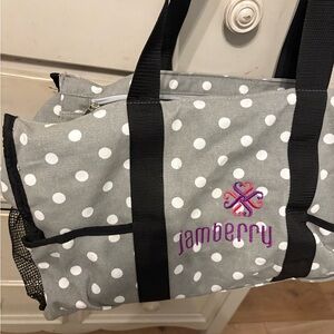 Jamberry Gray and White Polka Dot Tote Bag